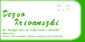 dezso krivanszki business card